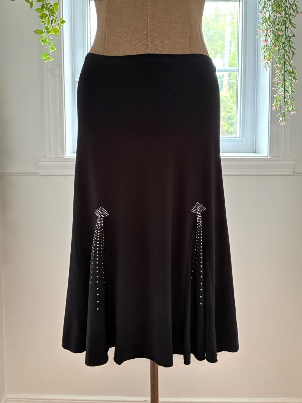 Black A-Line Skirt with Rhinestone Accents
